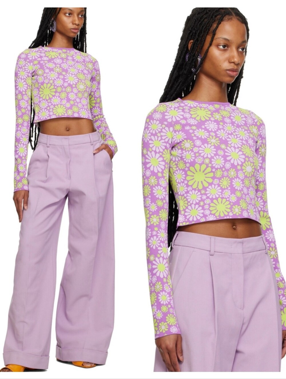 Sportmax Purple Lavender Fiorito Long Sleeve Shirt Top Sweater Size XS